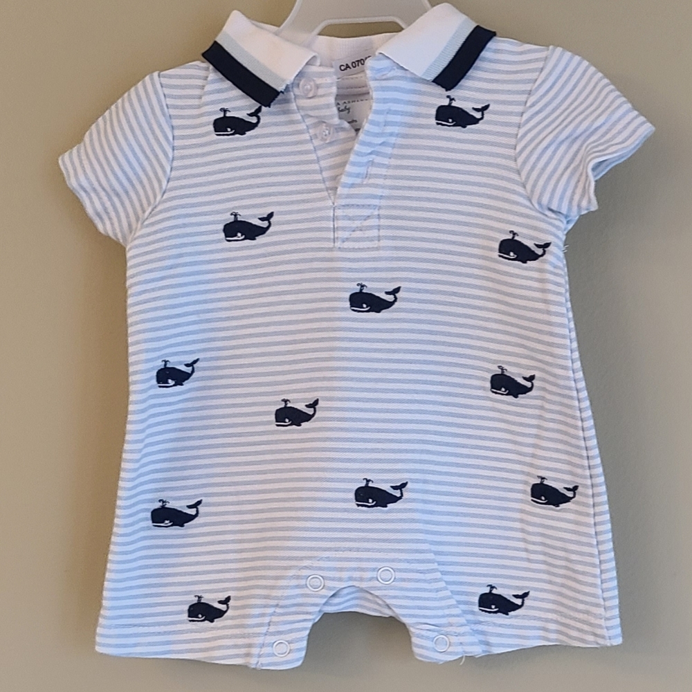 Laura Ashley striped romper with whale print